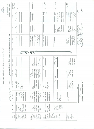 جدول توزيع محاضرات والدروس العملية للفرقة الاولى للعام الجامعى 2016/2015 فصل دراسى ثان